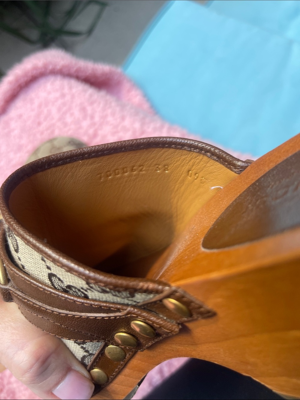 Gucci Brown Beige Monogram Horsebit Clogs - Picture 4 of 6